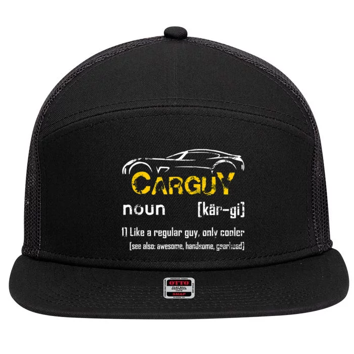 Funny Car Guy Vintage Car Guy Definition Mechanic 7 Panel Mesh Trucker Snapback Hat