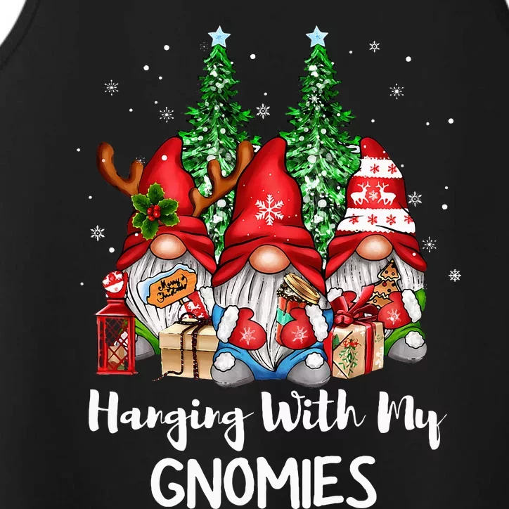 Funny Christmas Gnome Hanging With My Gnomies Family Pajamas Performance Tank