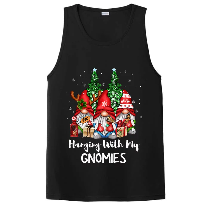 Funny Christmas Gnome Hanging With My Gnomies Family Pajamas Performance Tank