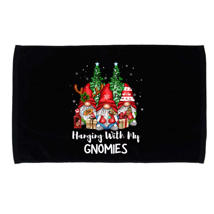 Funny Christmas Gnome Hanging With My Gnomies Family Pajamas Microfiber Hand Towel