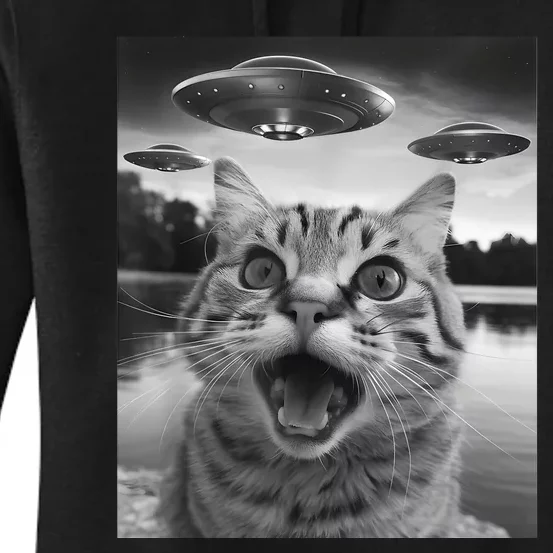 Funny Cat Graphic Ufo Weird Women's Pullover Hoodie