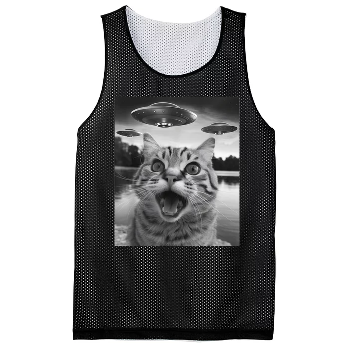 Funny Cat Graphic Ufo Weird Mesh Reversible Basketball Jersey Tank