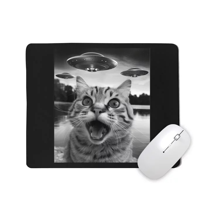 Funny Cat Graphic Ufo Weird Mousepad