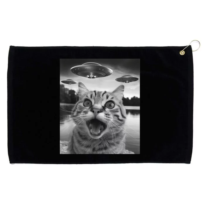 Funny Cat Graphic Ufo Weird Grommeted Golf Towel