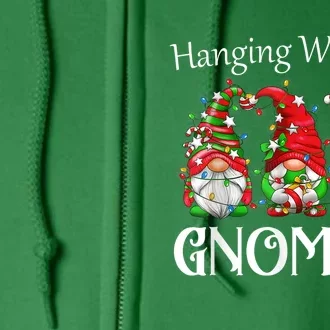 Funny Christmas Gnome Hanging With My Gnomies Family Pajamas Full Zip Hoodie