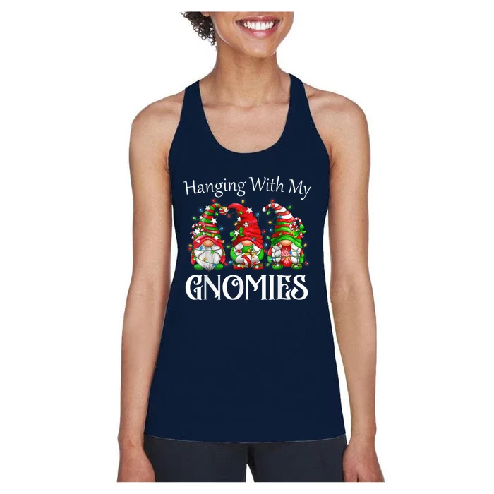 Funny Christmas Gnome Hanging With My Gnomies Family Pajamas Women's Racerback Tank