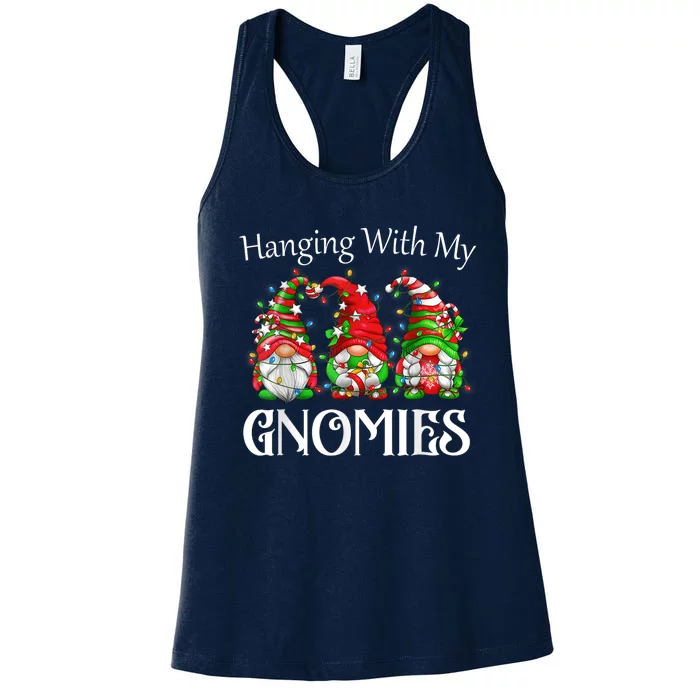 Funny Christmas Gnome Hanging With My Gnomies Family Pajamas Women's Racerback Tank