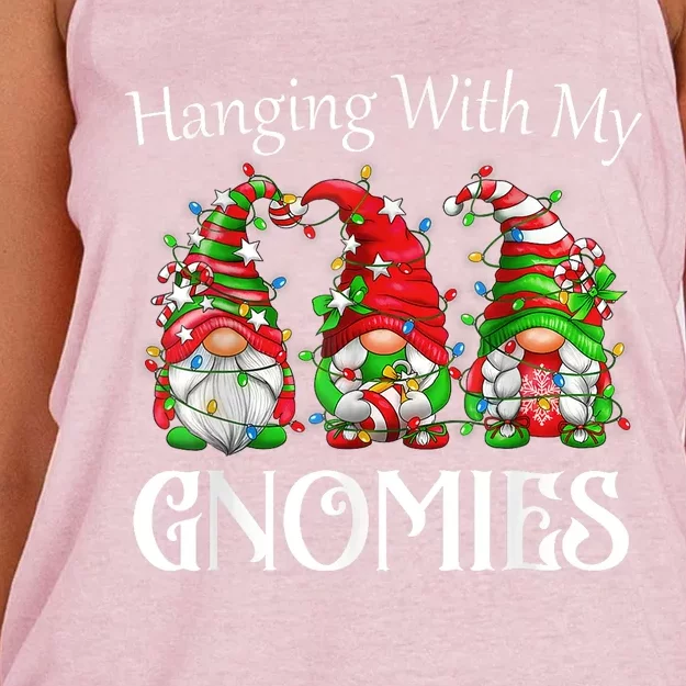 Funny Christmas Gnome Hanging With My Gnomies Family Pajamas Women's Knotted Racerback Tank