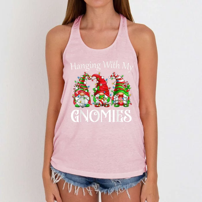 Funny Christmas Gnome Hanging With My Gnomies Family Pajamas Women's Knotted Racerback Tank