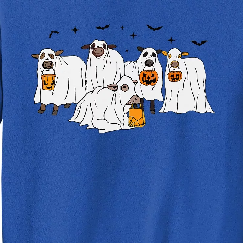 Funny Cow Ghost Halloween Farmer Trick Or Treat Cow Lover Tall Sweatshirt