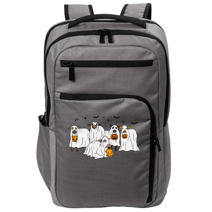 Funny Cow Ghost Halloween Farmer Trick Or Treat Cow Lover Impact Tech Backpack