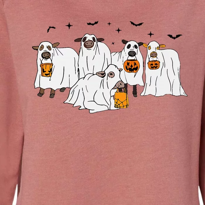 Funny Cow Ghost Halloween Farmer Trick Or Treat Cow Lover Womens California Wash Sweatshirt