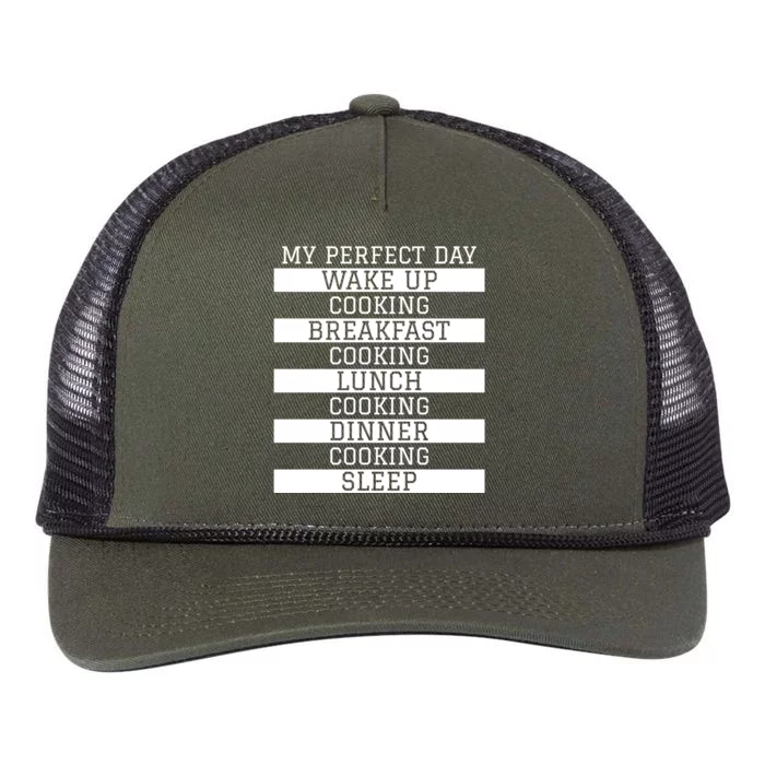 Funny Cook Gift My Perfect Day Cooking Humor Sous Chef Gift Retro Rope Trucker Hat Cap