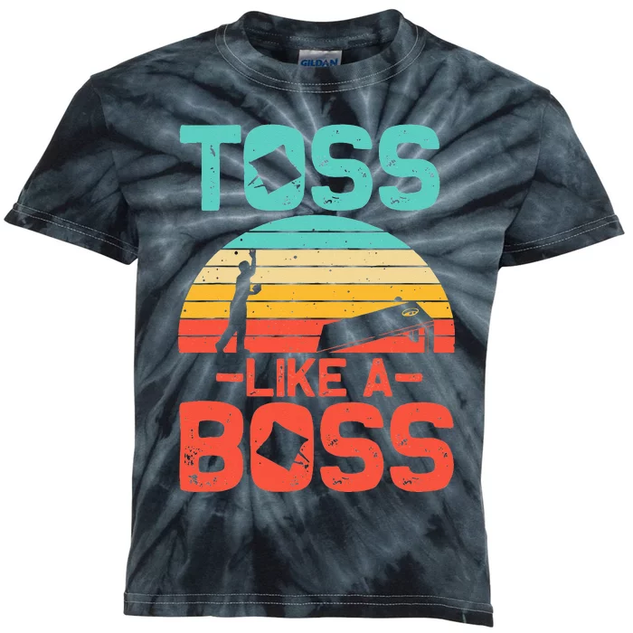 Funny Cornhole Gift  Cool Cornhole Toss Like A Boss Kids Tie-Dye T-Shirt