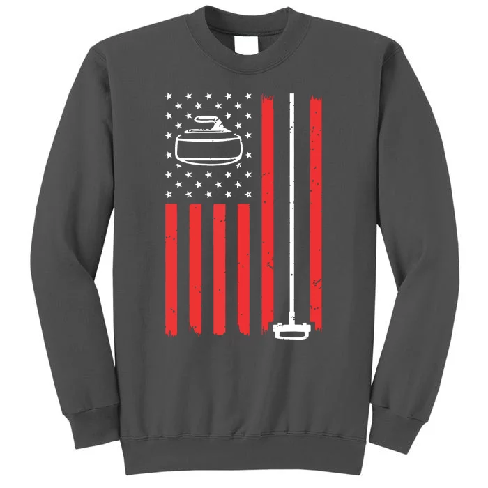 Funny Curling Gift For Men Women Curling Players USA Team Tall Sweatshirt