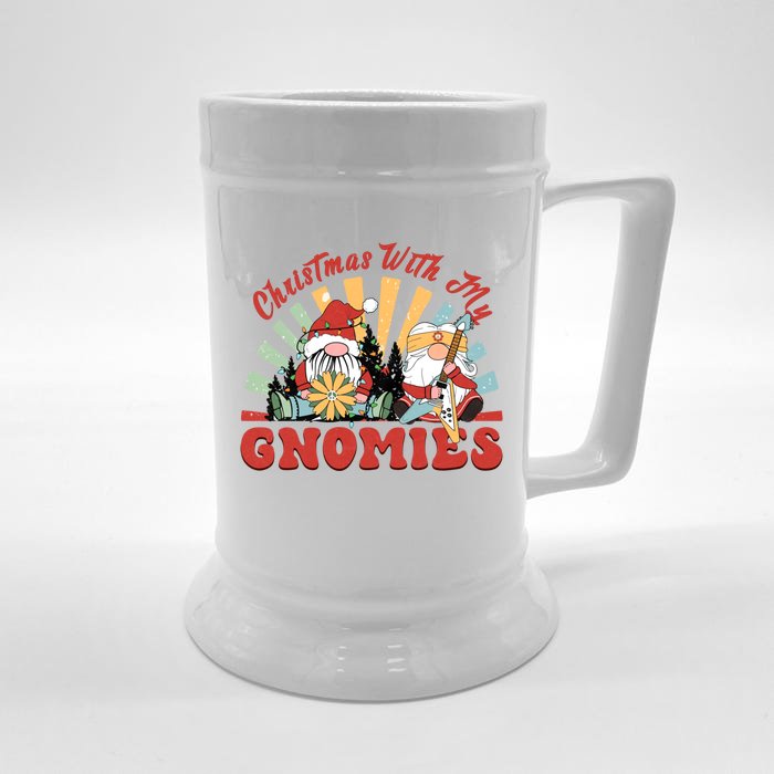 Funny Christmas Gnome Christmas With My Gnomies Xmas Funny Gift Great Gift Front & Back Beer Stein