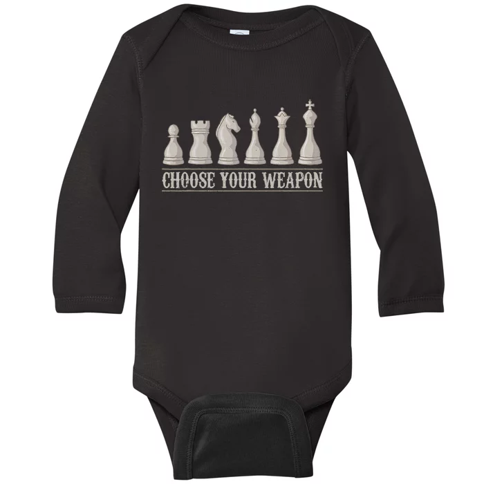 Funny Chess Gift For Chess Lover Cool Player Baby Long Sleeve Bodysuit