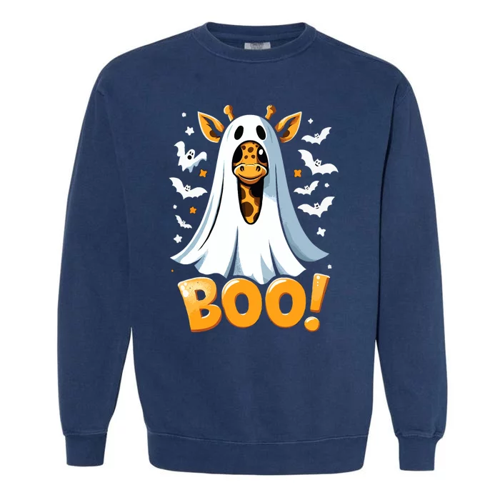 Funny Cute Giraffe Boo Halloween Costume Zoo Lover Garment-Dyed Sweatshirt