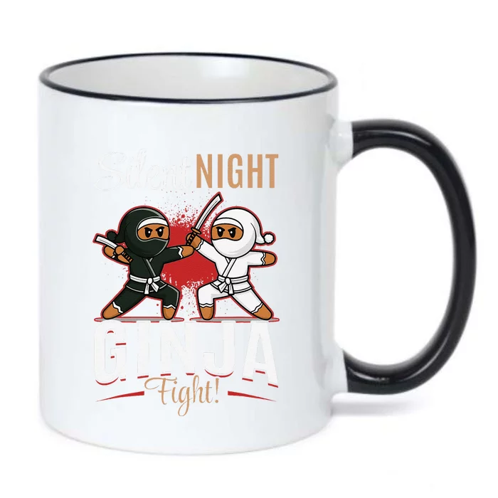 Funny Christmas Gingerbread Silent Night Ginja Fight! Black Color Changing Mug