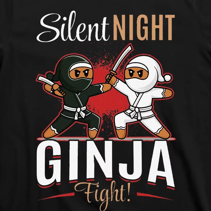 Funny Christmas Gingerbread Silent Night Ginja Fight! T-Shirt