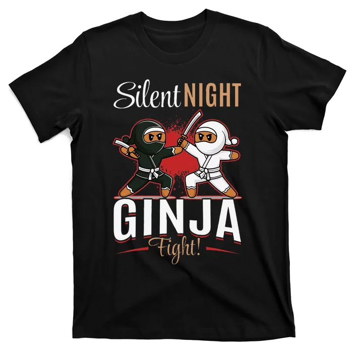 Funny Christmas Gingerbread Silent Night Ginja Fight! T-Shirt