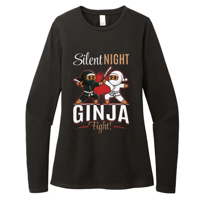 Funny Christmas Gingerbread Silent Night Ginja Fight! Womens CVC Long Sleeve Shirt