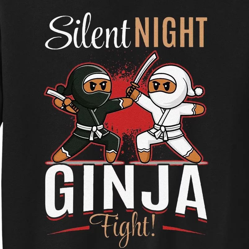 Funny Christmas Gingerbread Silent Night Ginja Fight! Tall Sweatshirt