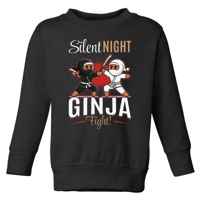 Funny Christmas Gingerbread Silent Night Ginja Fight! Toddler Sweatshirt