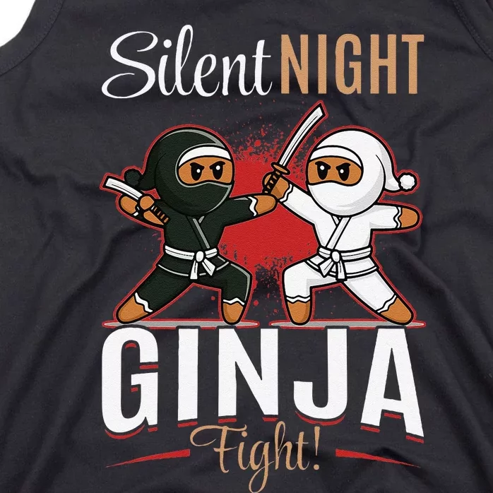 Funny Christmas Gingerbread Silent Night Ginja Fight! Tank Top