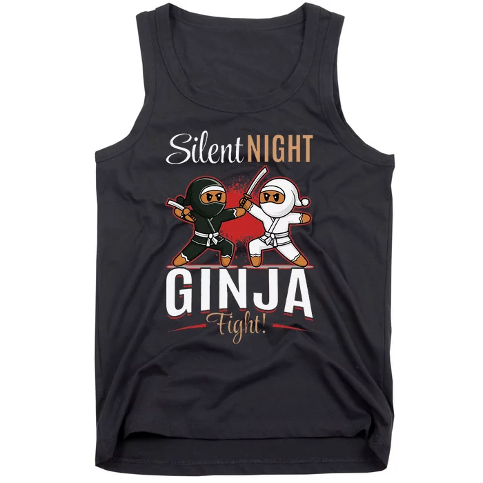 Funny Christmas Gingerbread Silent Night Ginja Fight! Tank Top