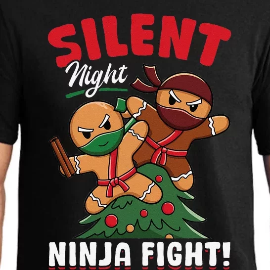 Funny Christmas Gingerbread Silent Night Ninja Fight! Pajama Set