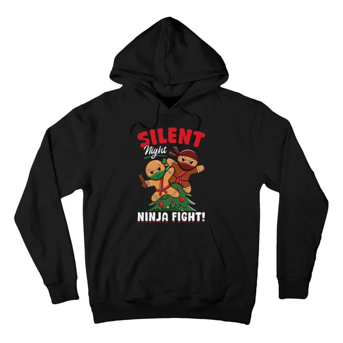 Funny Christmas Gingerbread Silent Night Ninja Fight! Tall Hoodie