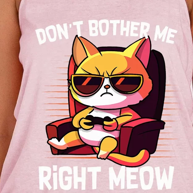 Funny Cat Gamer Don’t Bother Me Right Meow Video Games Lover Women's Knotted Racerback Tank