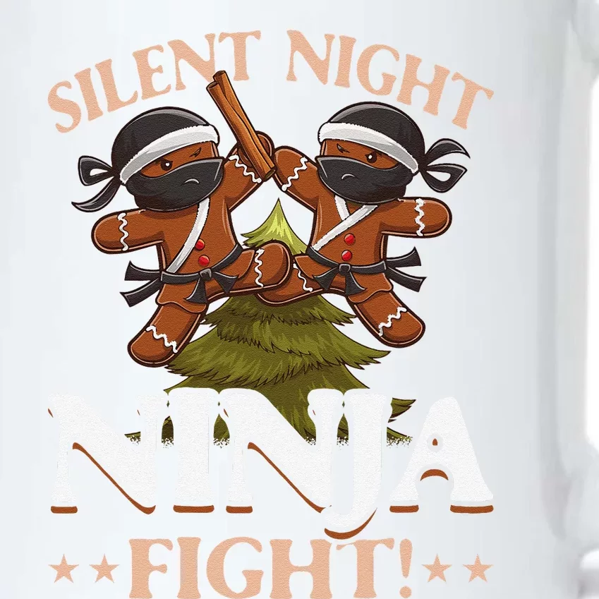 Funny Christmas Gingerbread Silent Night Ninja Fight! Black Color Changing Mug