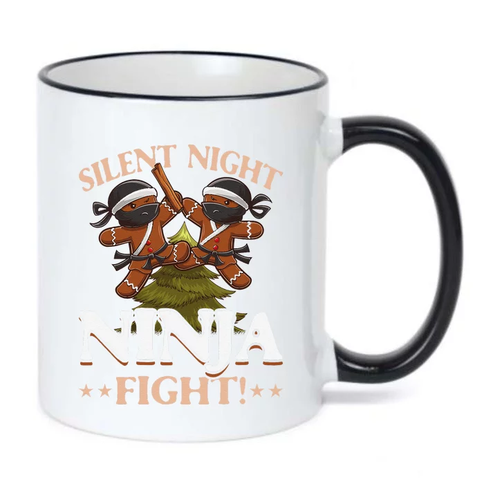 Funny Christmas Gingerbread Silent Night Ninja Fight! Black Color Changing Mug