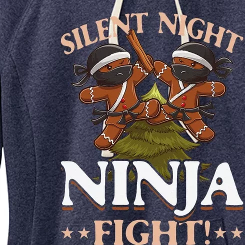 Funny Christmas Gingerbread Silent Night Ninja Fight! Women's Fleece Hoodie