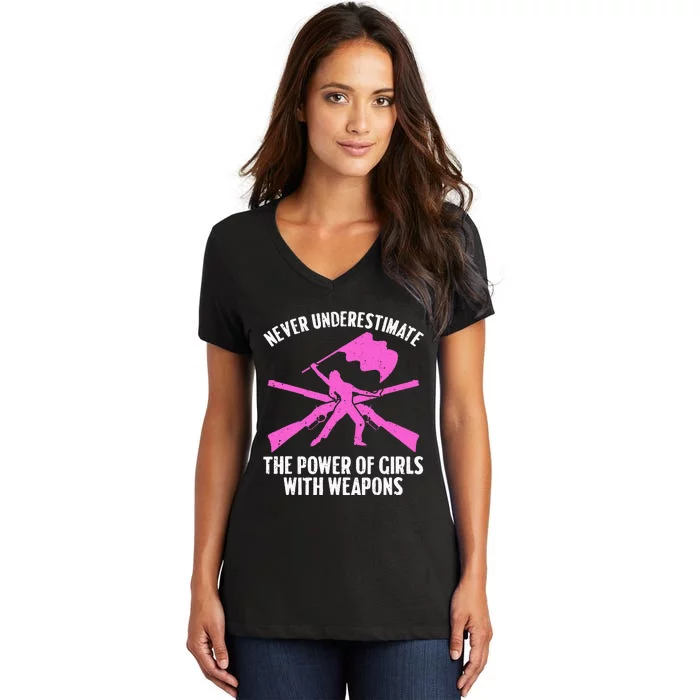 Funny Color Guard Art For  Rifle Flag Colorguard Women's V-Neck T-Shirt