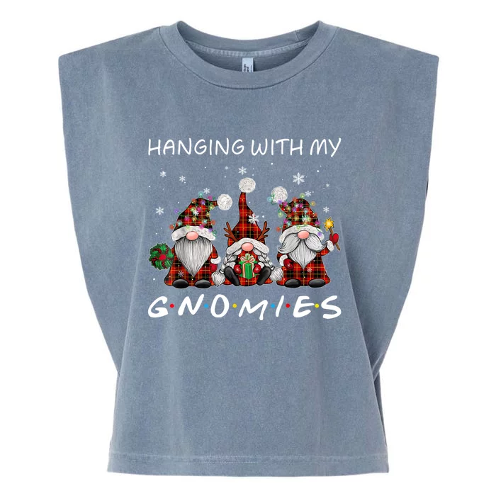 Funny Christmas Gnome Hanging With My Gnomies Cute Gift Garment-Dyed Women's Muscle Tee