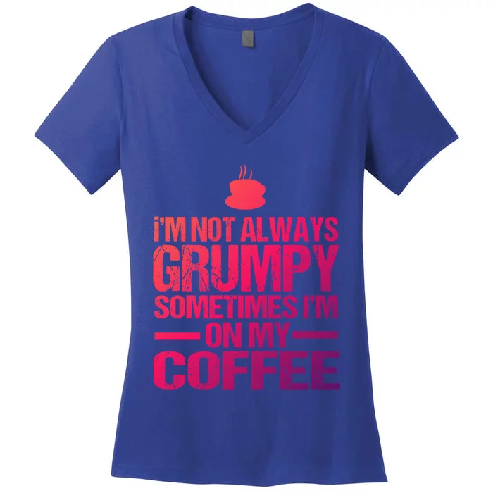 Funny Coffee Grandpa Funny Retired Papa Gift Women's V-Neck T-Shirt