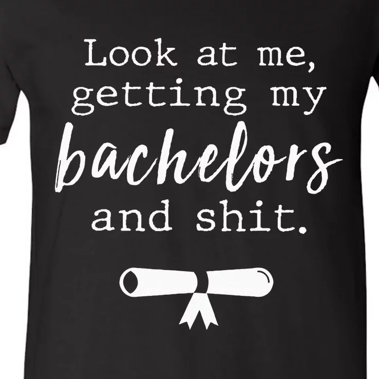 Funny College Graduation Bachelors Degree Gift Grad V-Neck T-Shirt