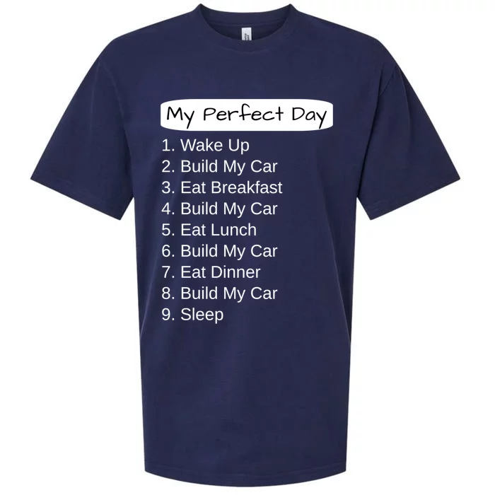 Funny Car Guy Gift Cute Gift My Perfect Day Build My Car Gift Sueded Cloud Jersey T-Shirt