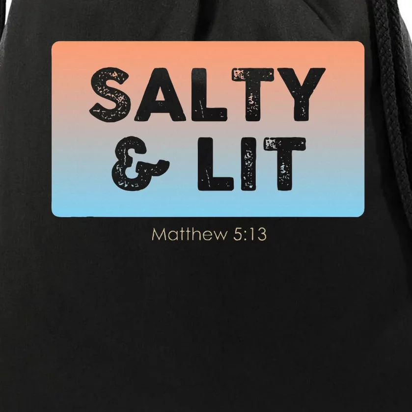 Funny Christian Gift Salty & Lit Drawstring Bag