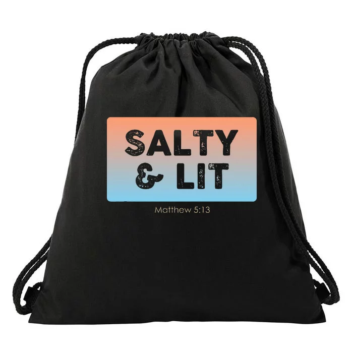 Funny Christian Gift Salty & Lit Drawstring Bag