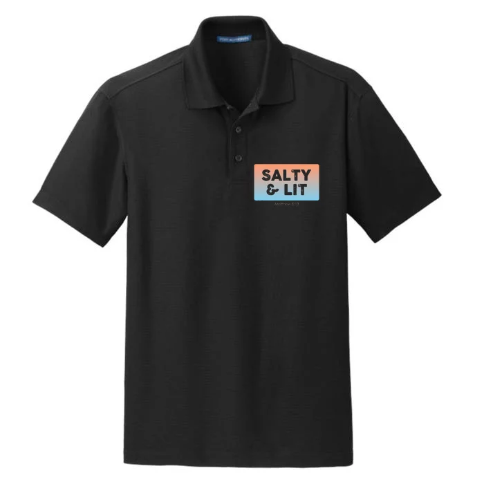 Funny Christian Gift Salty & Lit Dry Zone Grid Performance Polo