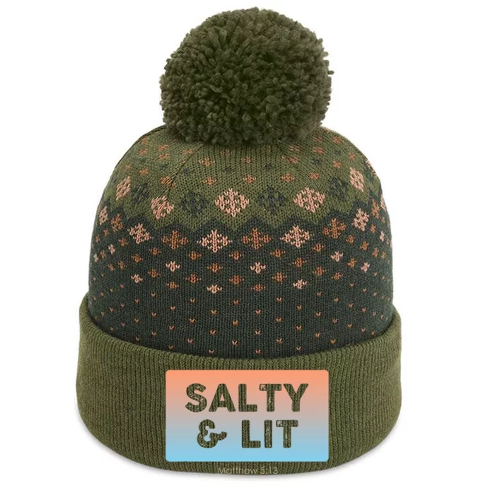 Funny Christian Gift Salty & Lit The Baniff Cuffed Pom Beanie