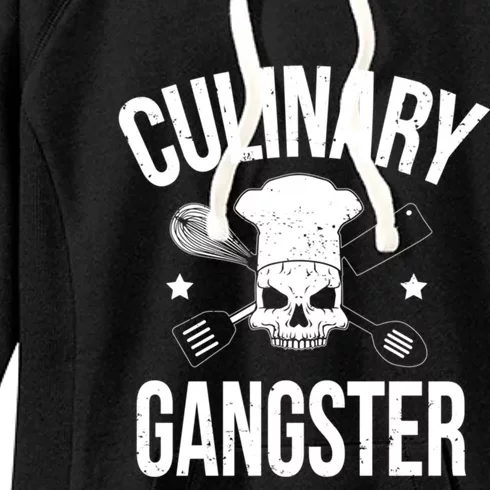 Funny Culinary Gangster Head Chef Gift Funny Cooking Humor Gift Women's Fleece Hoodie