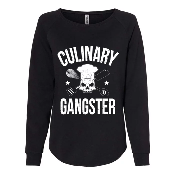 Funny Culinary Gangster Head Chef Gift Funny Cooking Humor Gift Womens California Wash Sweatshirt