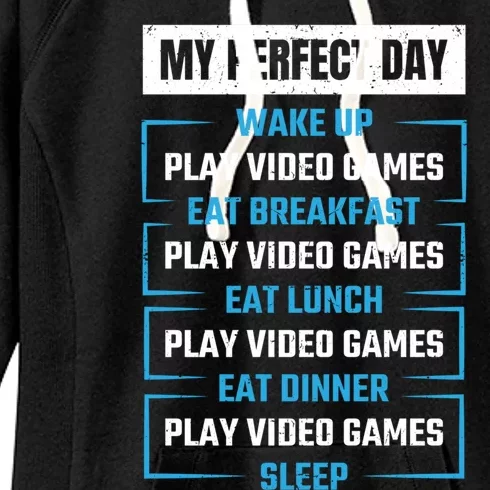 Funny Cool Gamer Boy My Perfect Day Video Games Gift Idea Gift Women's Fleece Hoodie