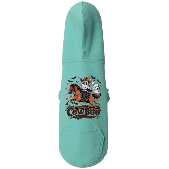 Fun Cowboo Ghost Riding Horse Western Cowboy Ghost Halloween Doggie 3-End Fleece Hoodie