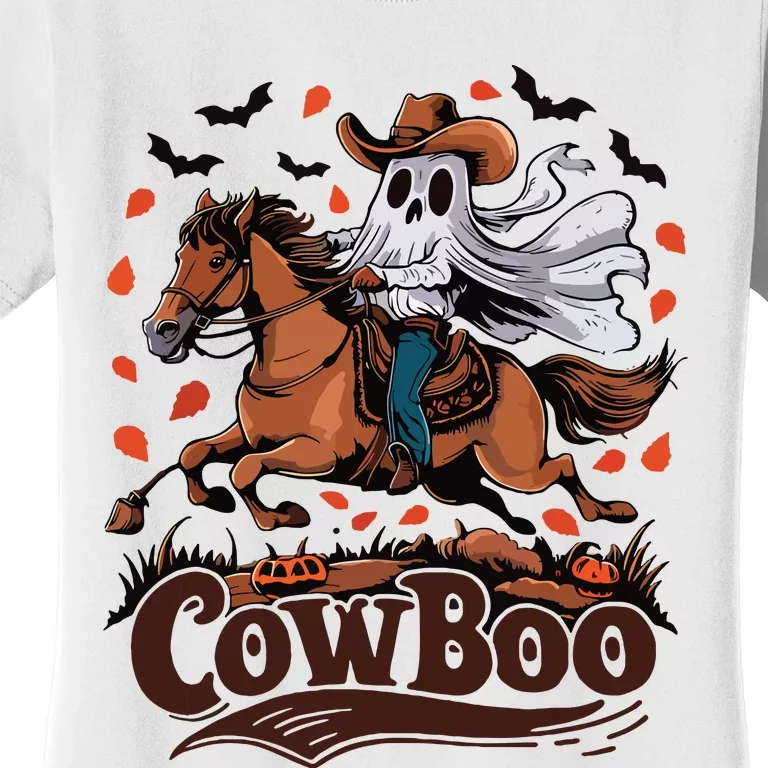 Fun Cowboo Ghost Riding Horse Western Cowboy Ghost Halloween Women's T-Shirt